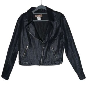 Wallflower Black Denim Jacket with Zip Details‎ Sz XL